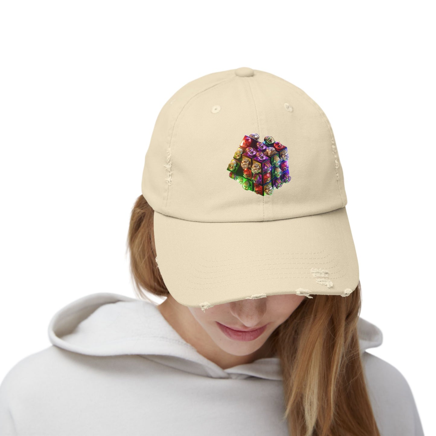 Rubiks cube Unisex Distressed Cap
